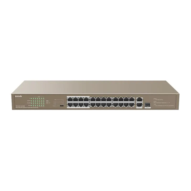 Коммутатор TENDA TEF1126P-24-250W 24xFE PoE, 2xGE, 1xSFP/GE, Некоммутируемый