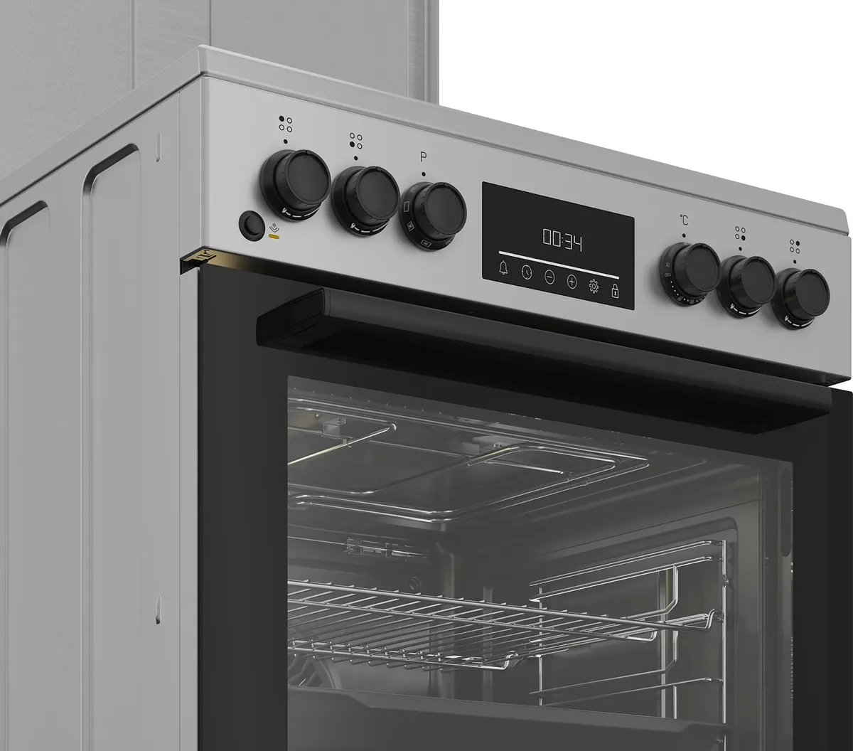 Комбінована плита Beko Газова 4 конфорки 60х85х60 см Сіра Емаль