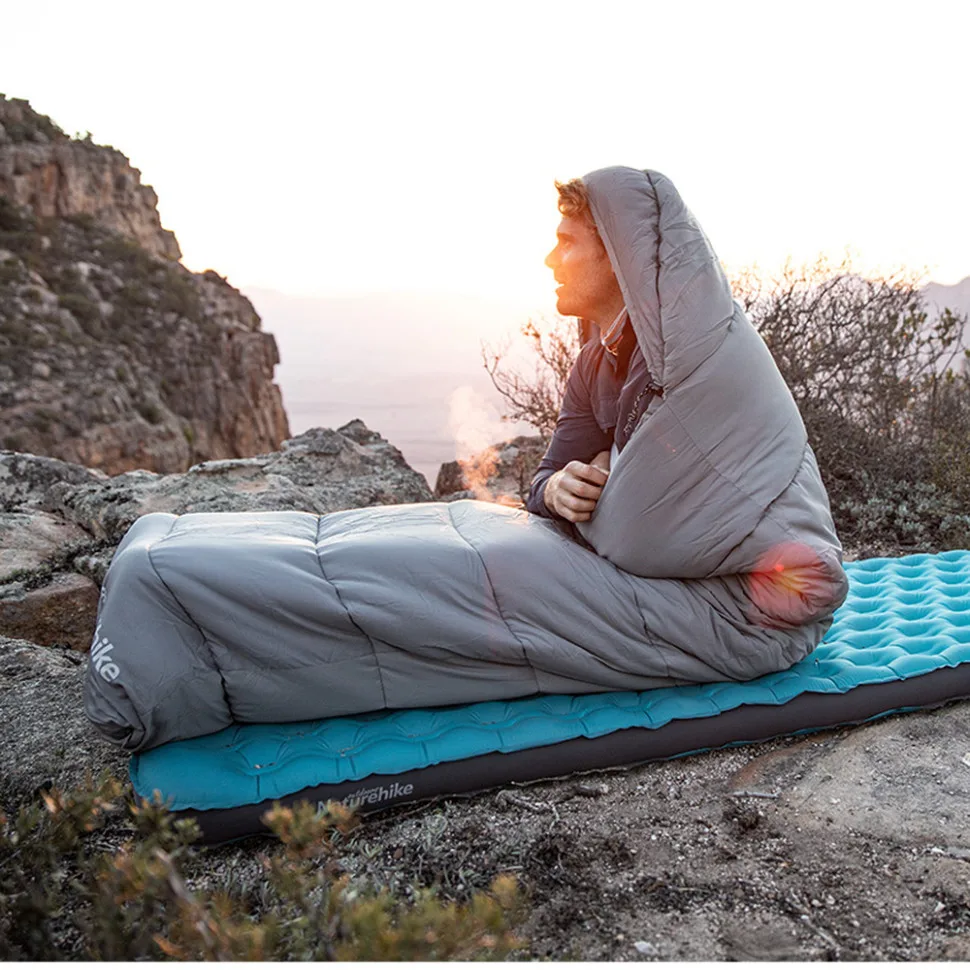 Спальный мешок Naturehike полиэстер 190х80 см зеленый с капюшоном