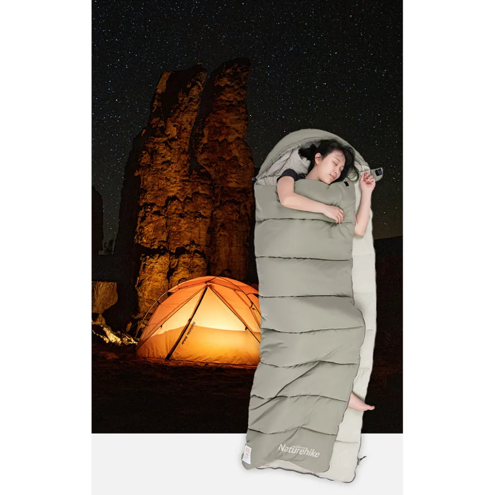 Спальный мешок Naturehike полиэстер 190х80 см зеленый с капюшоном