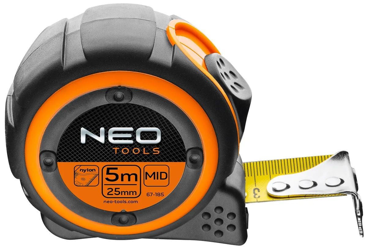 Рулетка Neo Tools, 5м x 25мм, з магнітним кріпленням.