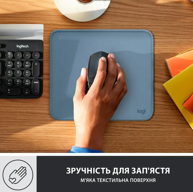 Килимок для миші Logitech Гума 230х200х2 мм Синій