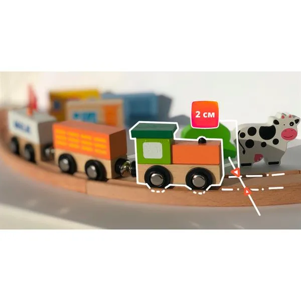 Іграшкова залізниця Viga Toys дерев'яна 39 елементів 106х16х14 см різнокольорова