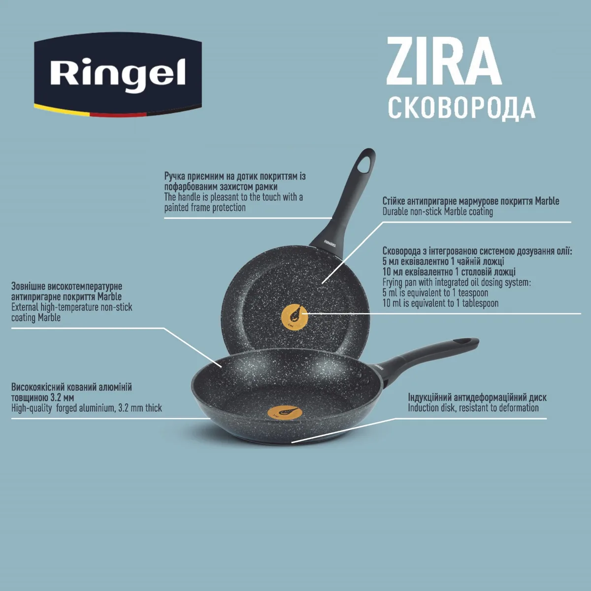 Сковорода RINGEL кований алюміній 28 см чорна