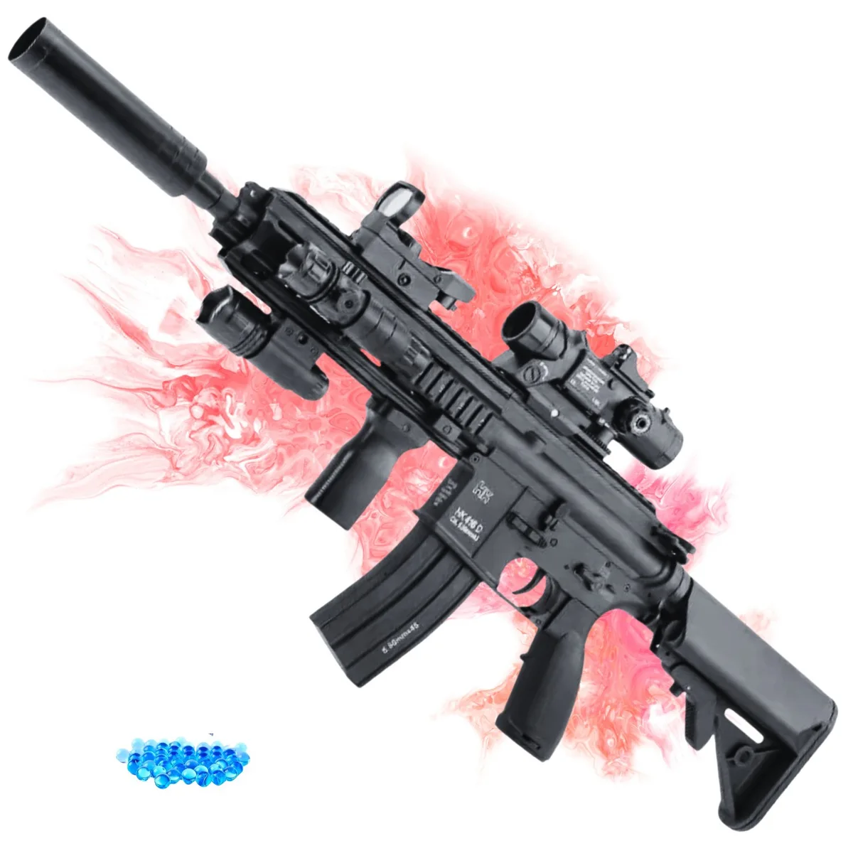 Игрушечный автомат гель бластер HK416D электрический 88 см ударопрочный пластик черный
