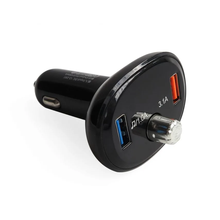 FM-трансмітер Bluetooth 2USB 1A 3.1A пластик чорний