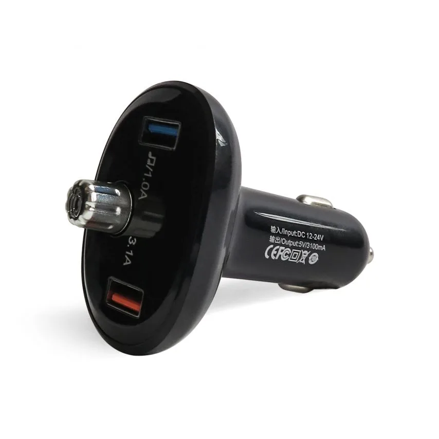 FM-трансмітер Bluetooth 2USB 1A 3.1A пластик чорний