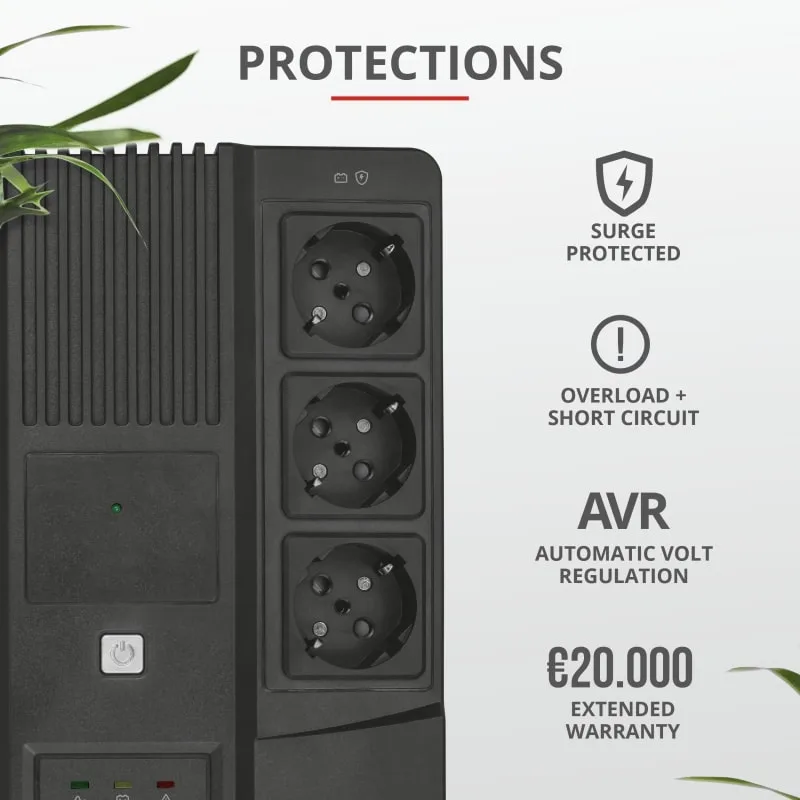 Джерело безперебійного живлення Trust Maxxon 800VA UPS with 6 standard wall power outlets BLACK