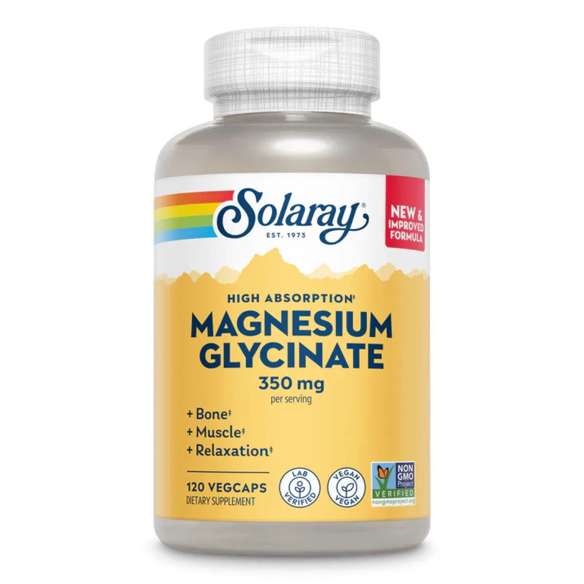 Solaray Magnesium Glycinate 350mg 120 VegCaps на українську мову перекладається як "Solaray Магній Гліцинат 350мг 120 Вегетаріанських капсул".