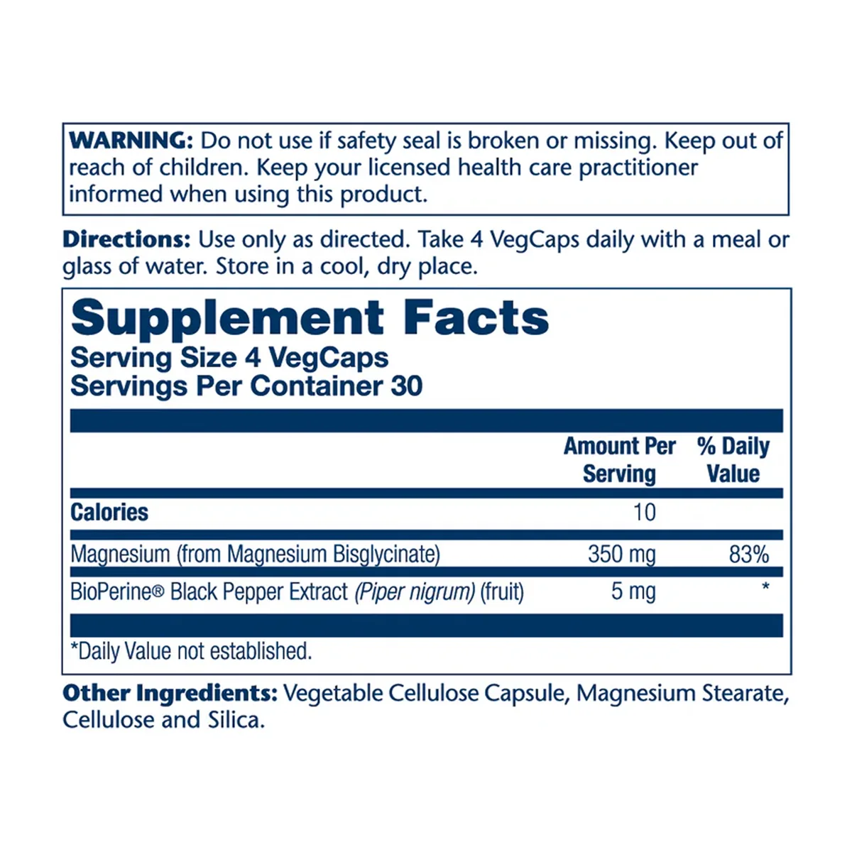 Solaray Magnesium Glycinate 350mg 120 VegCaps