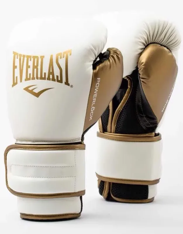 Боксерські рукавиці Everlast поліуретан 14 унцій білий золотий унісекс