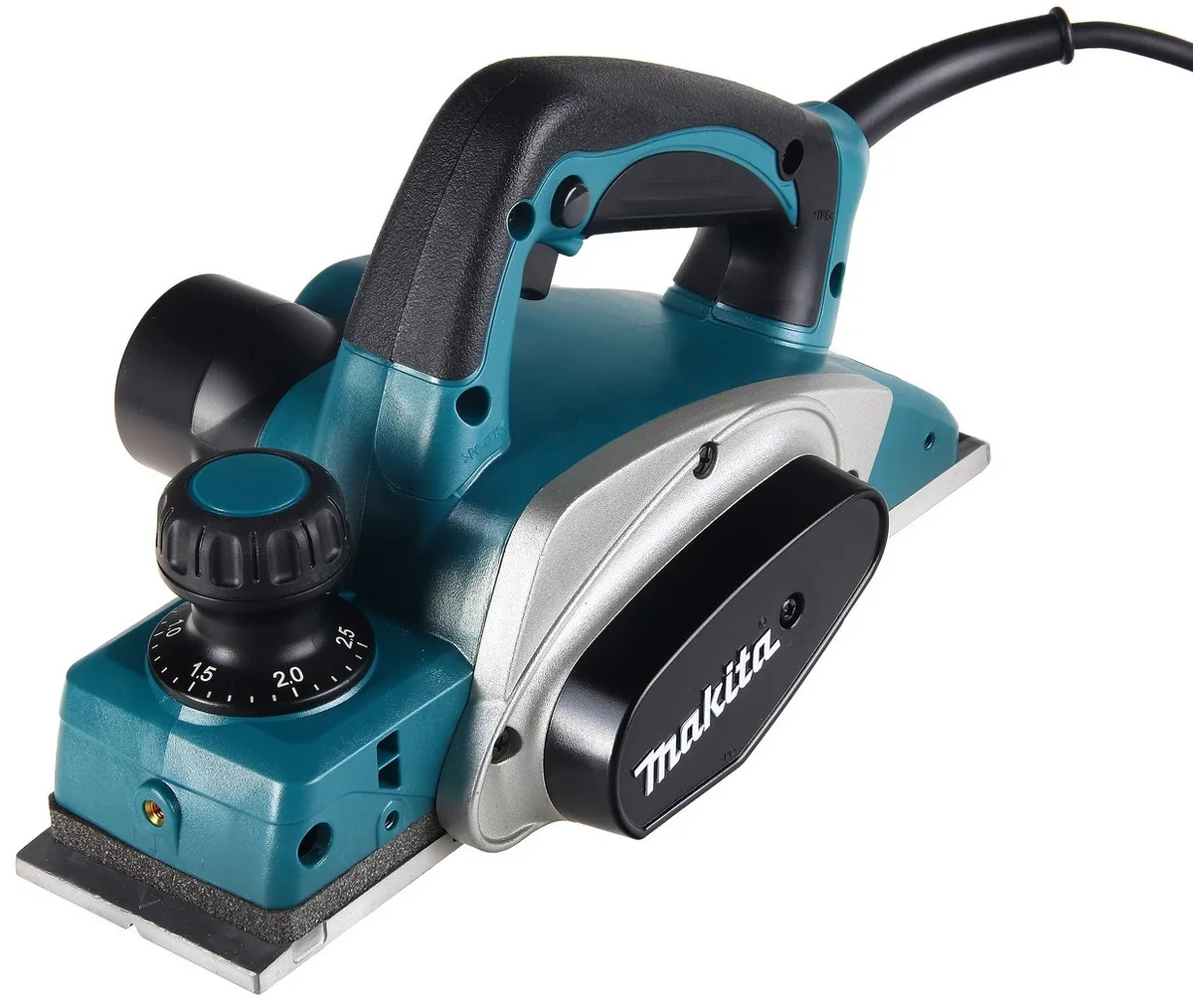 Рубанок Makita KP0800, 620 Вт, ширина стругання 82 мм, глибина обробки до 2.5 мм, вага 2.6 кг.