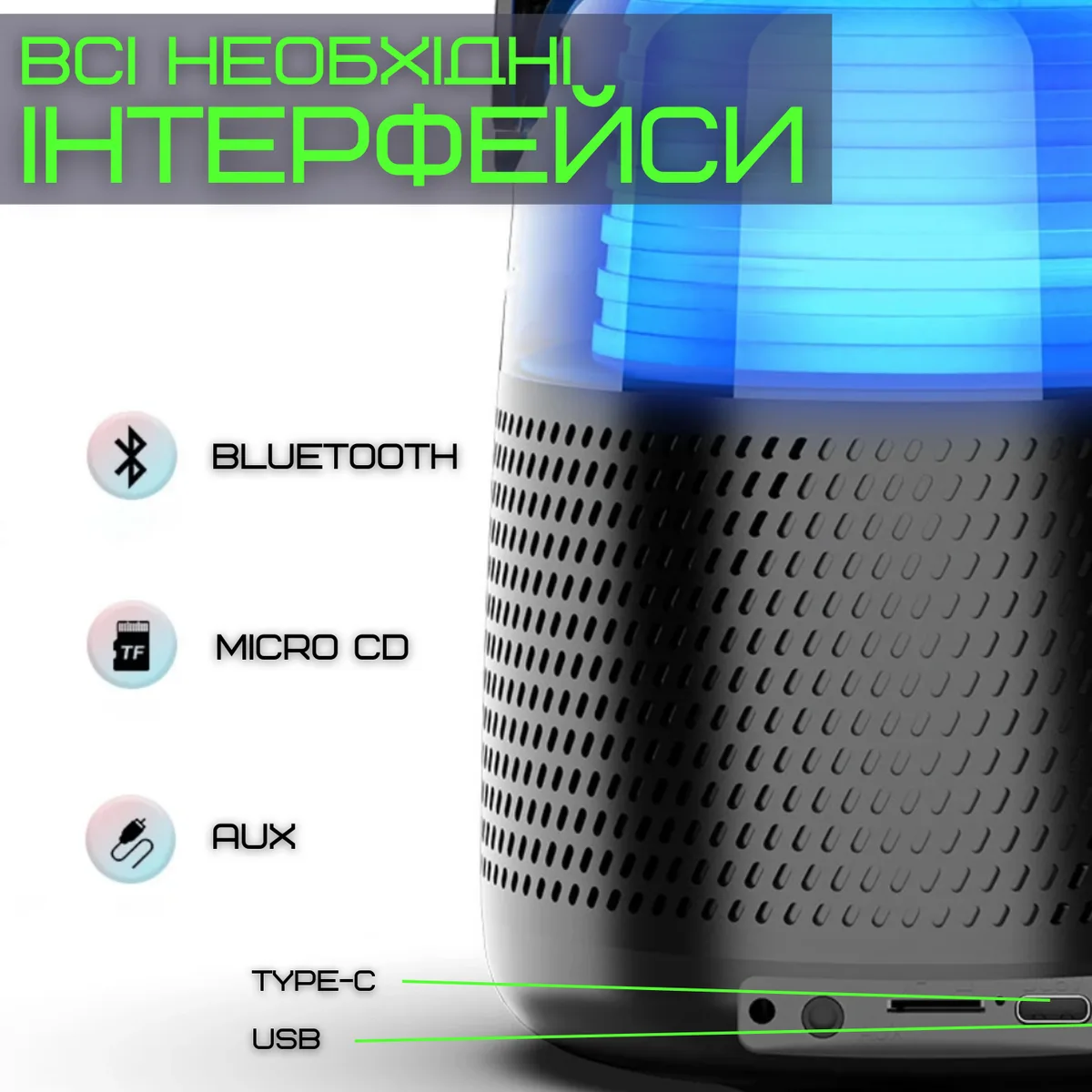 Портативна караоке система Y1 бездротова 8W з LED підсвічуванням 2200 mAh для дому та вулиці