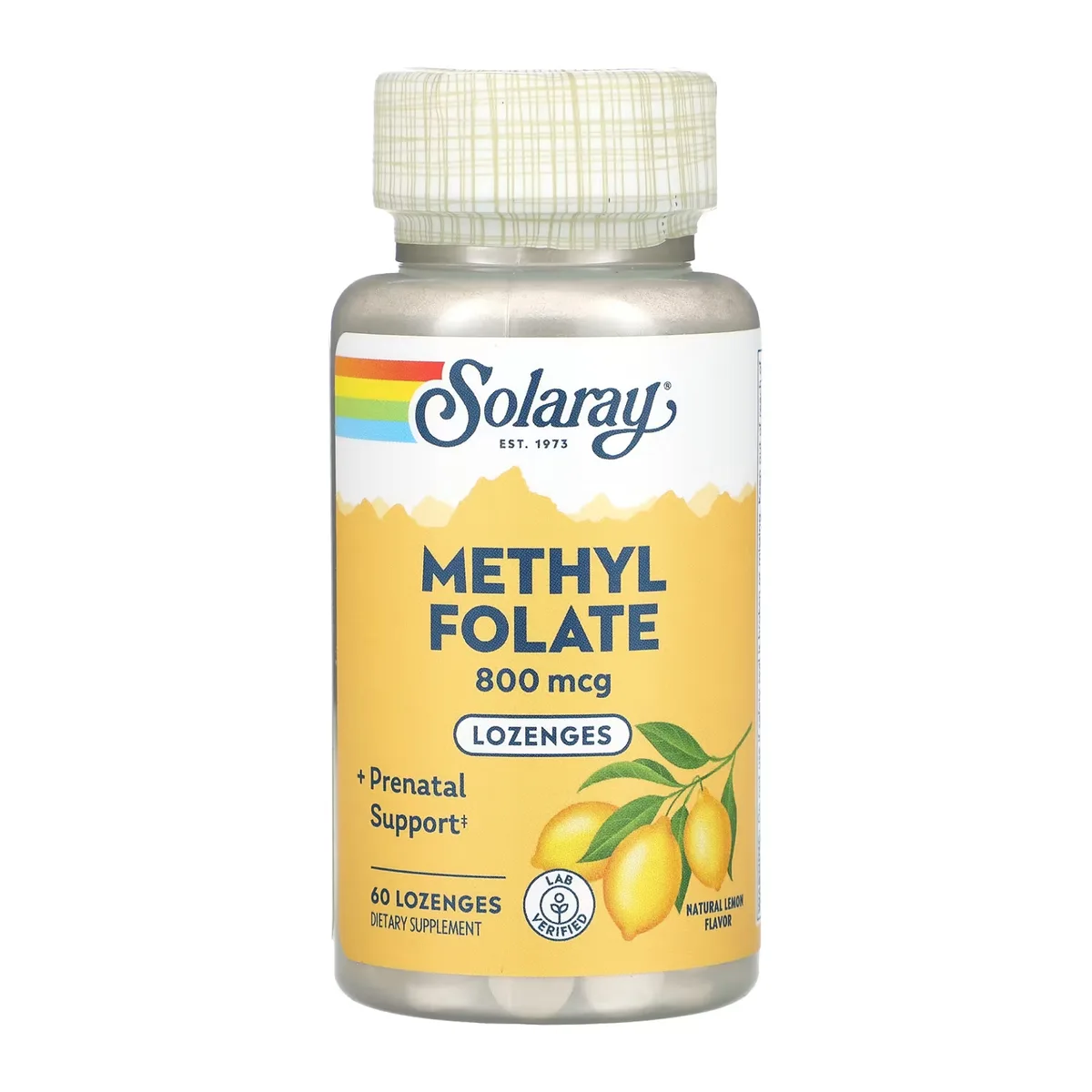 Methyl Folate 800mcg Solaray пастилки 60 штук лимонные