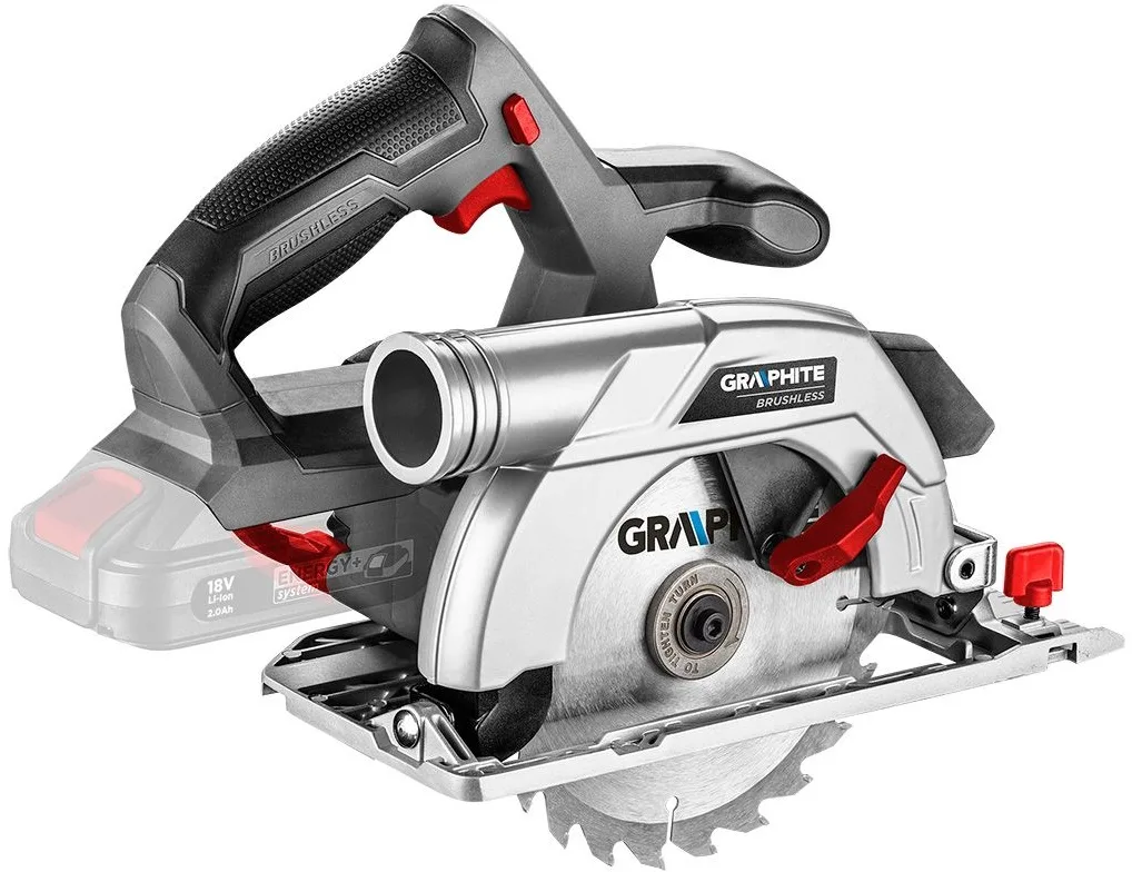 Акумуляторна дискова пила GRAPHITE 18В 165мм для різання деревини легка бездротова пилка