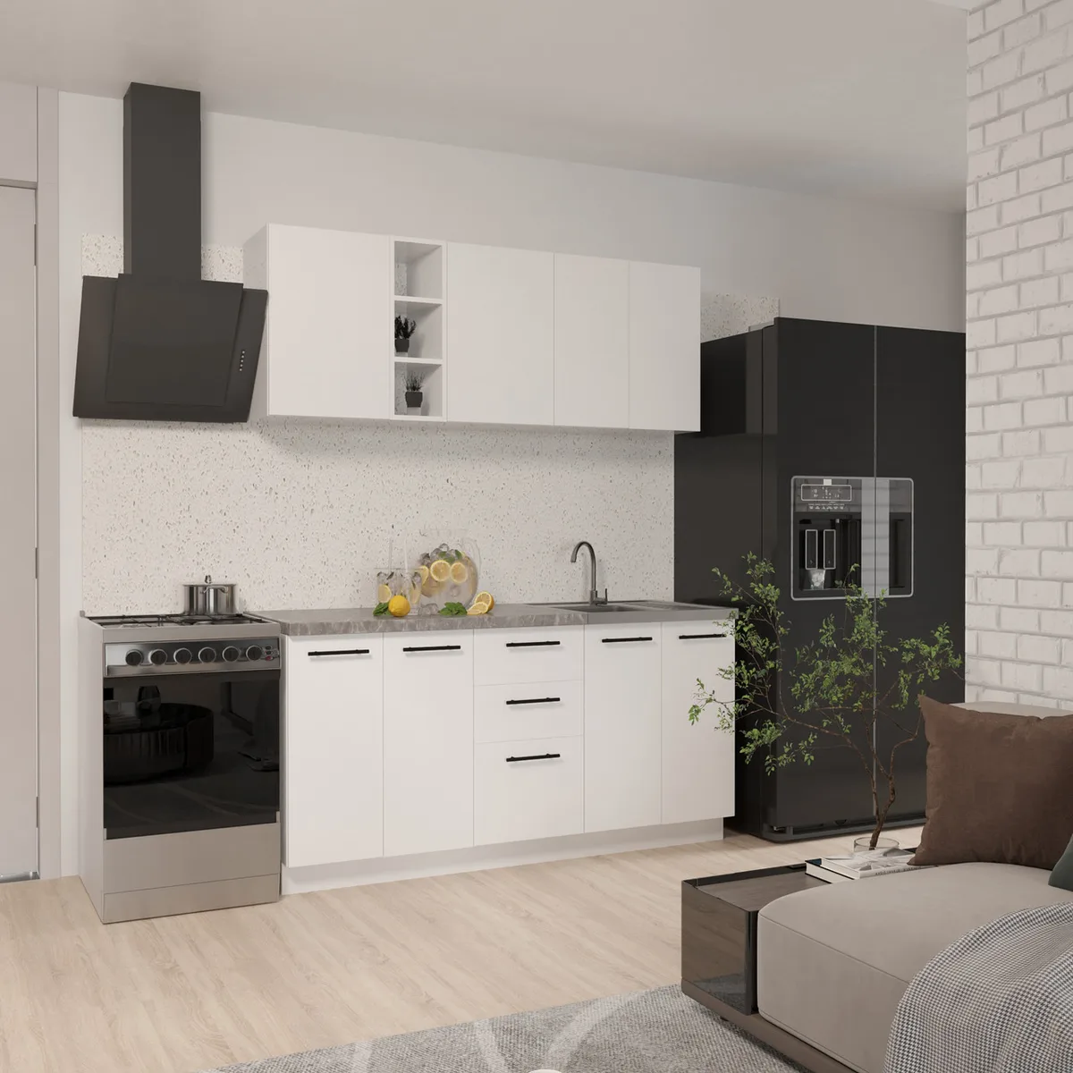 Кухня Стиль Comfort 1,6 м Белая с столешницей модульная для дома и квартиры мебель для кухни