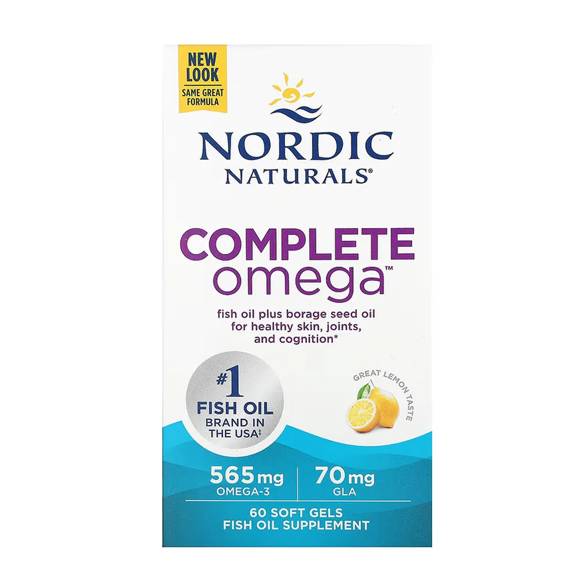 Комплекс Омега Nordic Naturals риб'ячий жир 60 капсул м'яких 565 мг Омега-3 лимонний смак