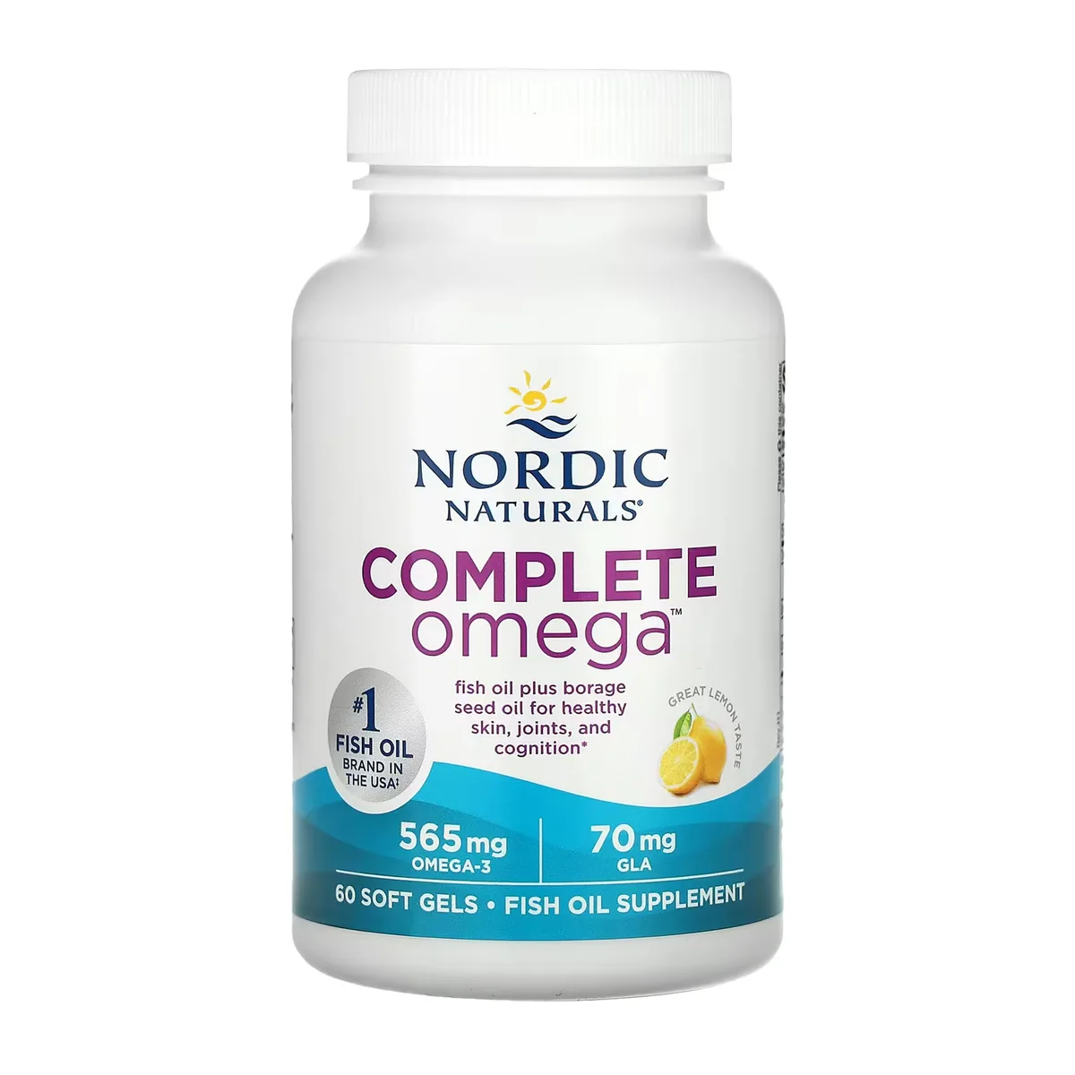 Комплекс Омега Nordic Naturals риб'ячий жир 60 капсул м'яких 565 мг Омега-3 лимонний смак