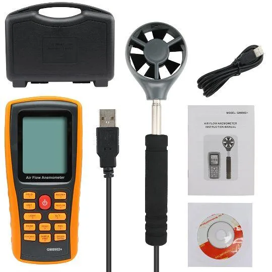 Анемометр USB Benetech GM8902X виносна крильчатка 0,3-45 м/с пило- та вологозахищений 145х72х35 мм