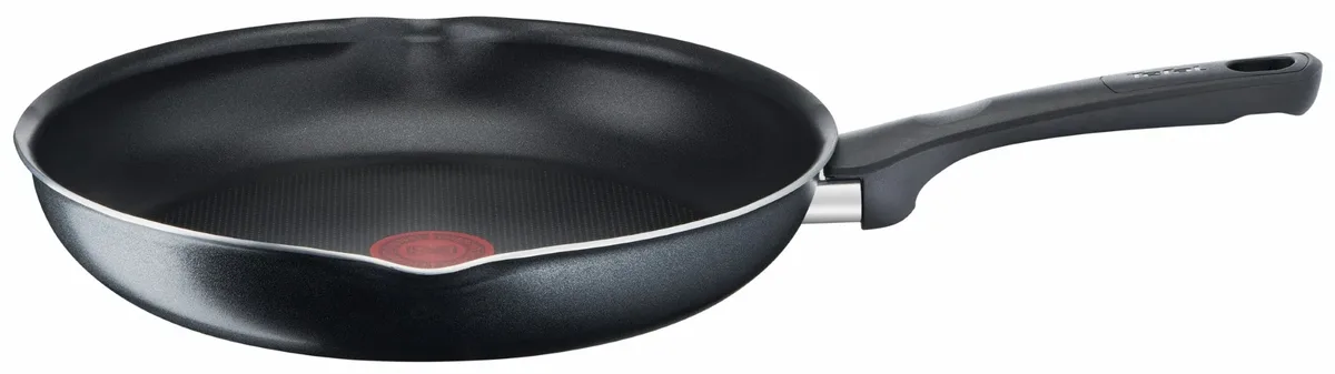 Сковорода з кришкою Tefal Day by Day, діаметр 28 см, алюмінієва, з бакелітовою ручкою та скляною кришкою, чорного кольору.