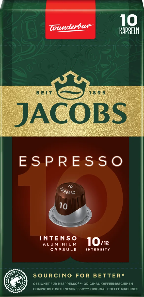 Кава Jacobs капсули, Espresso Intenso, суміш арабіка та робуста, 10 шт, для Nespresso.