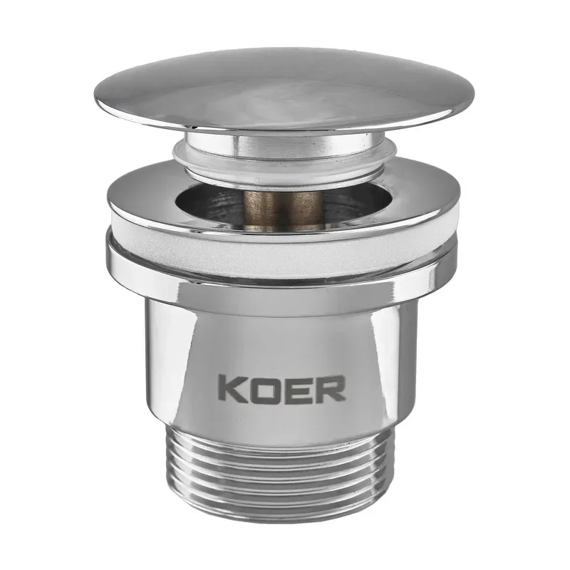 Донний клапан Koer латунь 1 1/4" хром універсальний з переливом Click-Clack