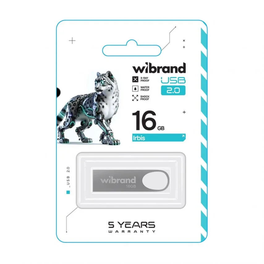 Флеш-пам'ять USB Wibrand 16Гб метал срібна