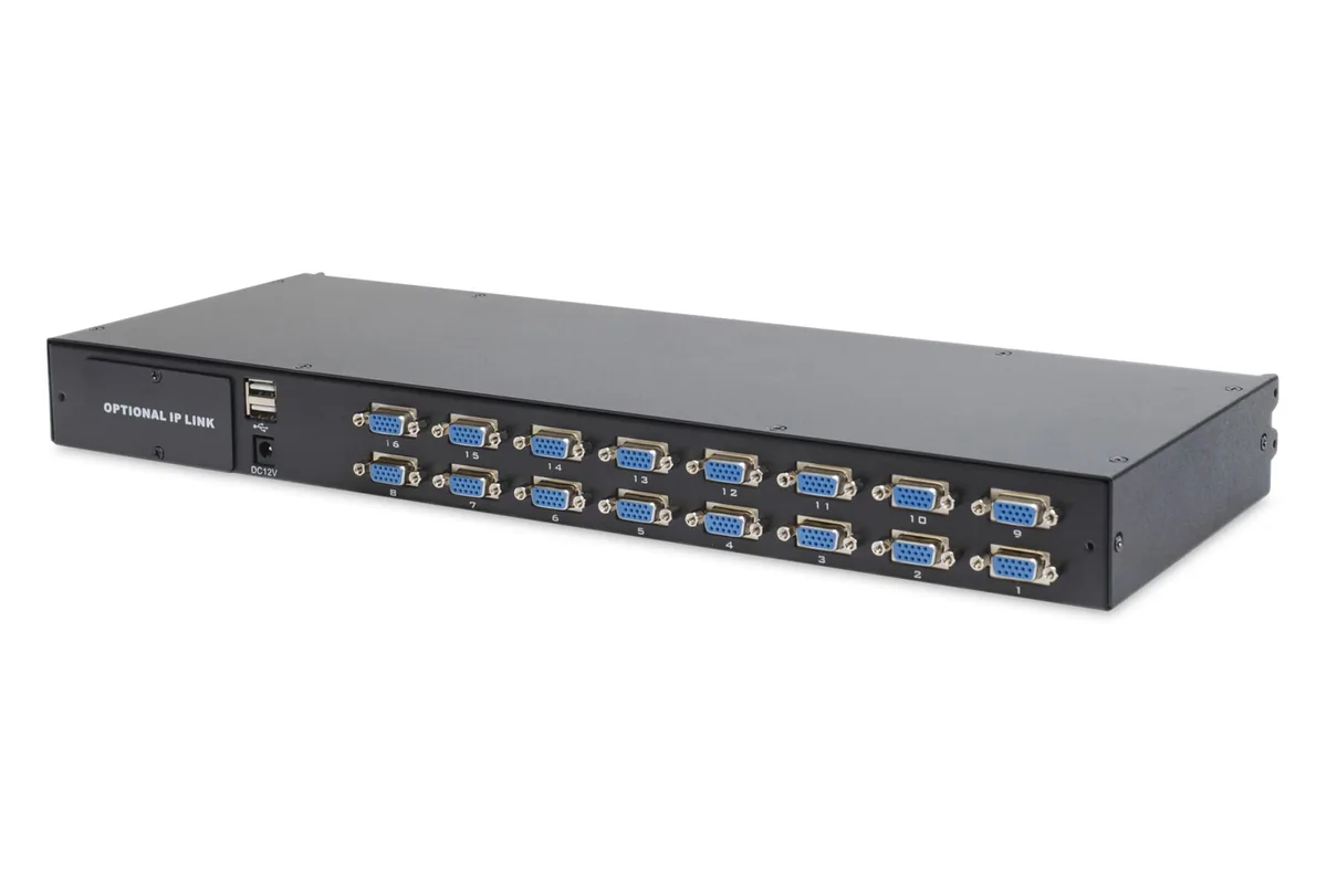 Консоль DIGITUS Modular 19" TFT, 16 port KVM, US keyboard, чорна