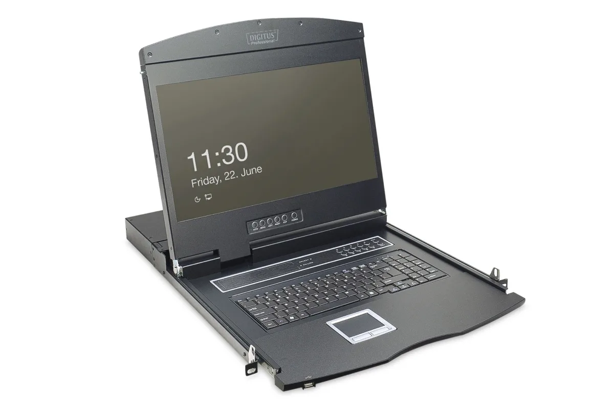 Консоль DIGITUS Modular 19" TFT, 16 port KVM, US keyboard, чорна