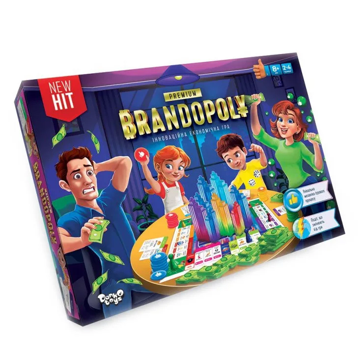 Настільна гра Брендополія Premium Danko Toys картон 2-6 гравців багатошарова кольорова