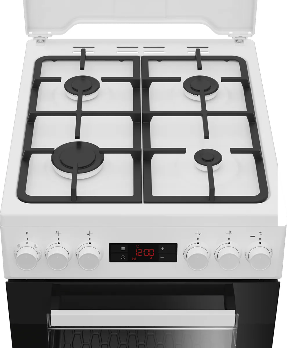 Комбінована плита Beko Газова 4 конфорки Емаль 50х85х60 см Білий