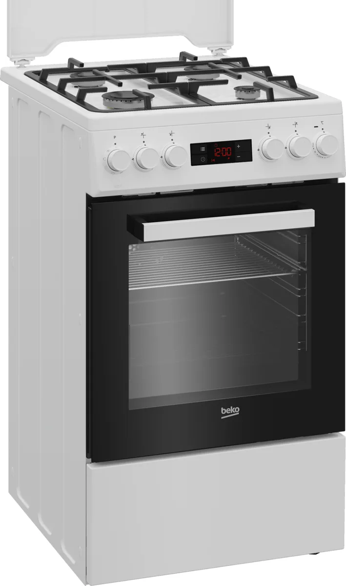 Комбінована плита Beko Газова 4 конфорки Емаль 50х85х60 см Білий