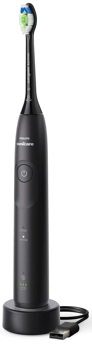 Електрична зубна щітка Philips Sonicare 5500 Series, 62000 коливань на хвилину, з однією насадкою, чорного кольору.