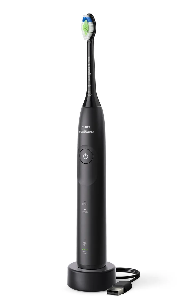 Електрична зубна щітка Philips Sonicare 5500 Series, 62000 коливань на хвилину, з однією насадкою, чорного кольору.