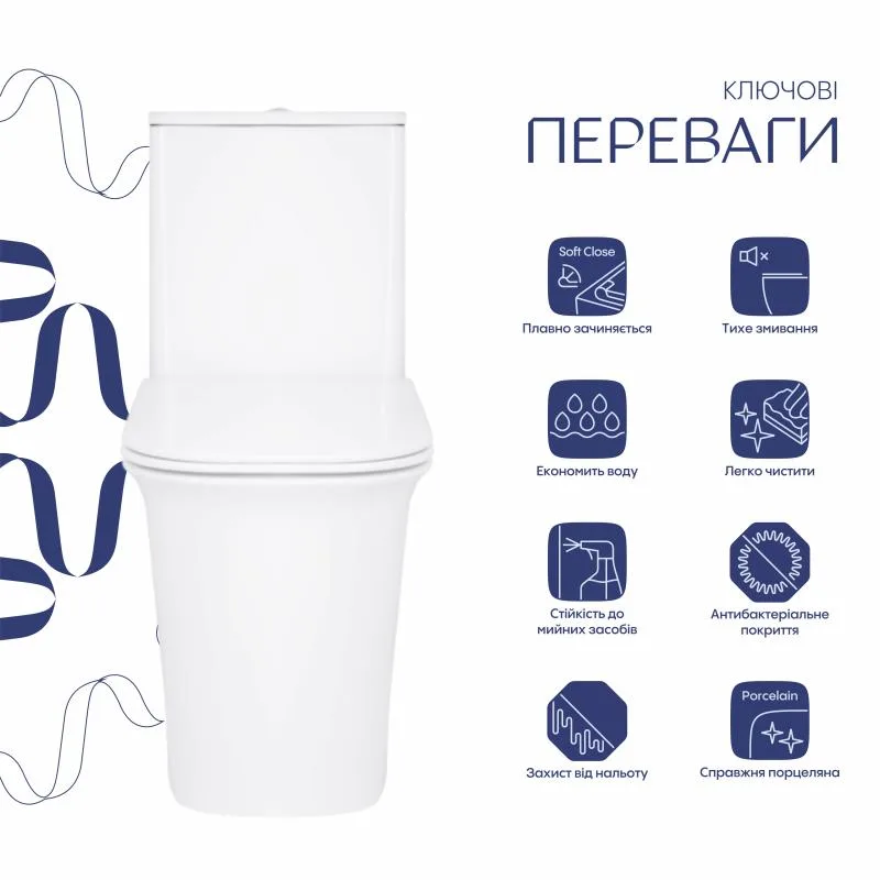 Унітаз-компакт безободковий Qtap Nando 630х375х445 мм кераміка білий