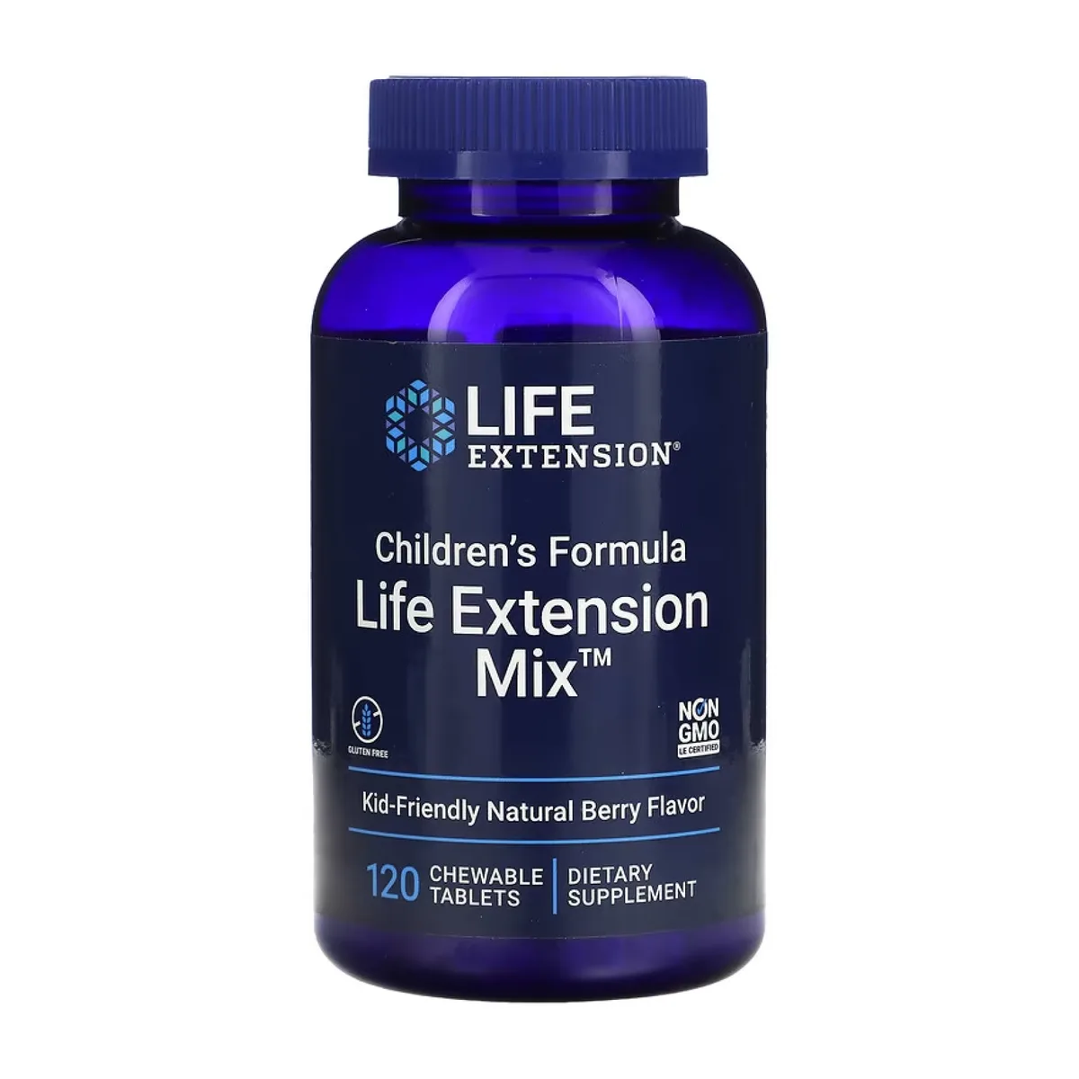 Дитяча жувальна таблетка Life Extension Mix 120 таб ягідний смак без глютену Non GMO