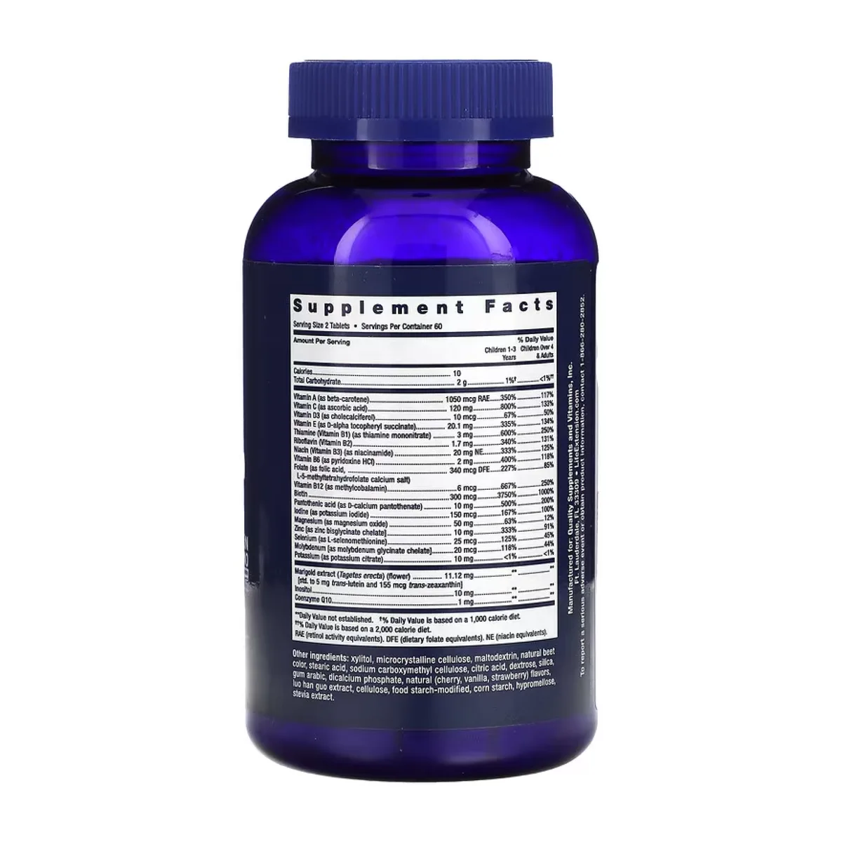 Дитяча жувальна таблетка Life Extension Mix 120 таб ягідний смак без глютену Non GMO