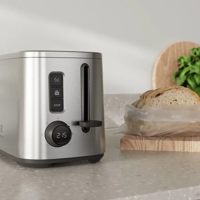 Тостер Electrolux 800Вт з LED-дисплеєм, металевий корпус.