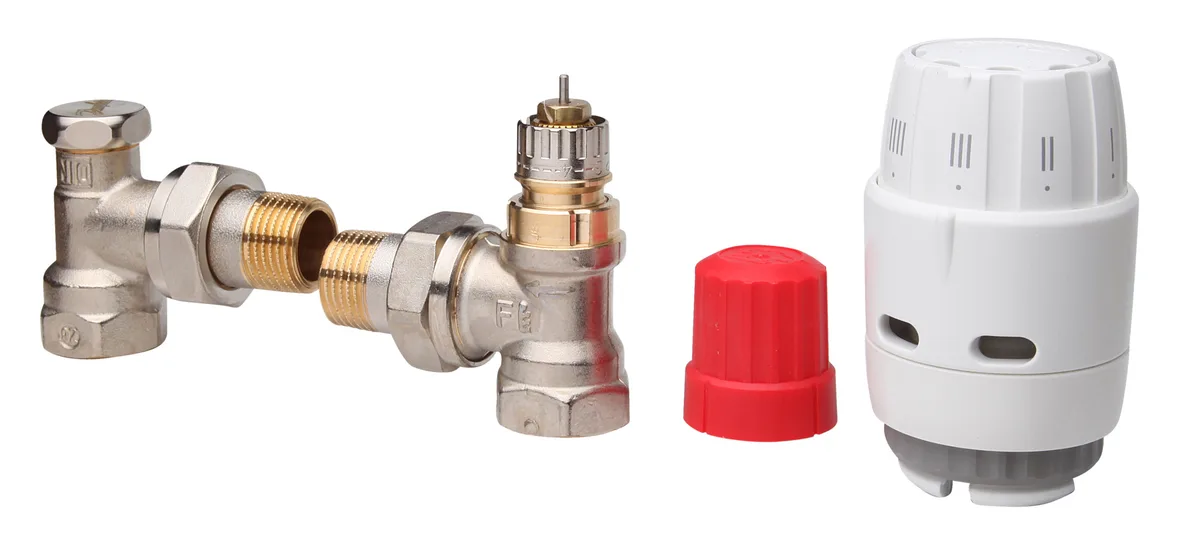 Комплект термостатичний Danfoss RAS-C2 + RA-N + RLV-S, H-подібний, нижнє підкл, RA, 1/2", кутовий