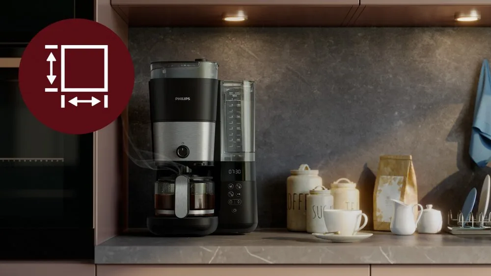 Кавоварка Philips універсальна Brew 1.25л: для зернової та меленої кави, з дисплеєм, функцією підігріву кавника та вбудованою каво