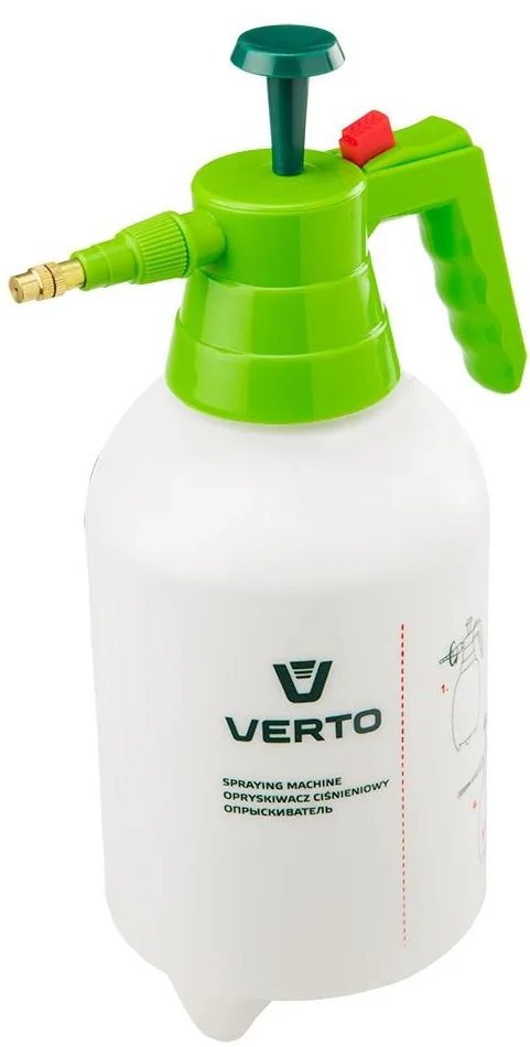 Ручний обприскувач Verto, 2 л, 2.5 бар, 0.52 л/хв, вага 0.4 кг.