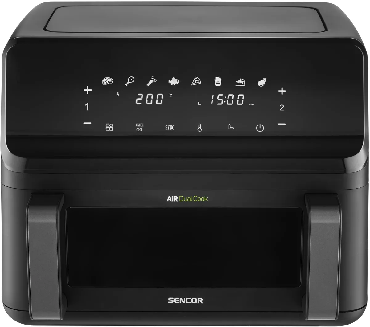 Мультипіч Sencor Dual Vita Fryer, 2700Вт, 2 чаші по 4.5л, сенсорне управління, гриль, пластиковий корпус, чорний.