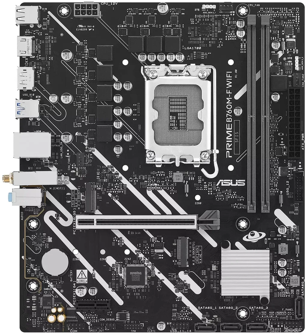 Материнcька плата ASUS PRIME B760M-F WIFI s1700 B760 2xDDR5 M.2 HDMI DP Wi-Fi BT mATX