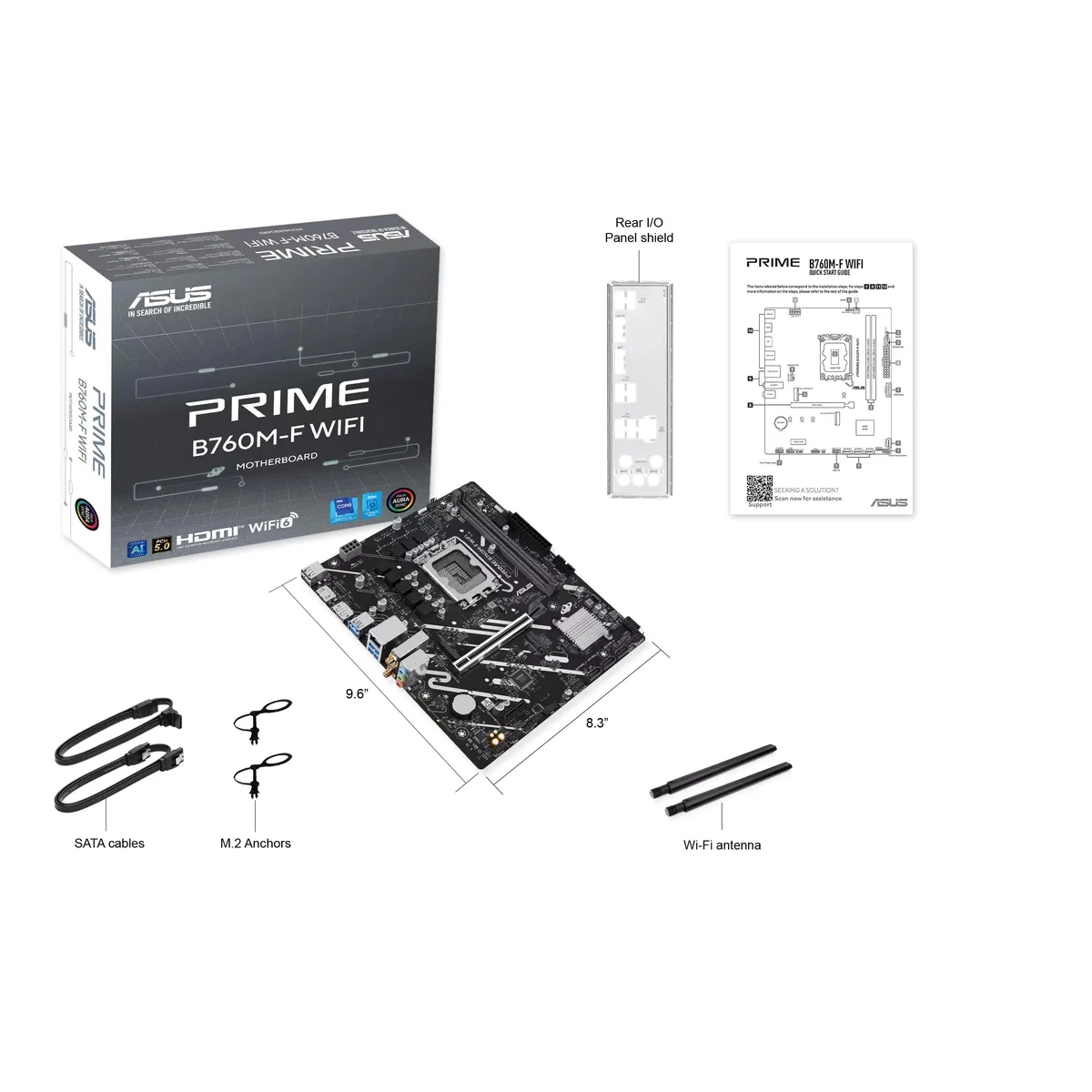 Материнcька плата ASUS PRIME B760M-F WIFI s1700 B760 2xDDR5 M.2 HDMI DP Wi-Fi BT mATX