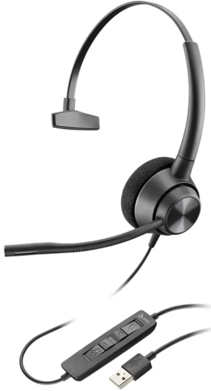 Компьютерная гарнитура моно On-ear Poly EncorePro 310, USB-A, всенаправленный, шумоподавление, черный.