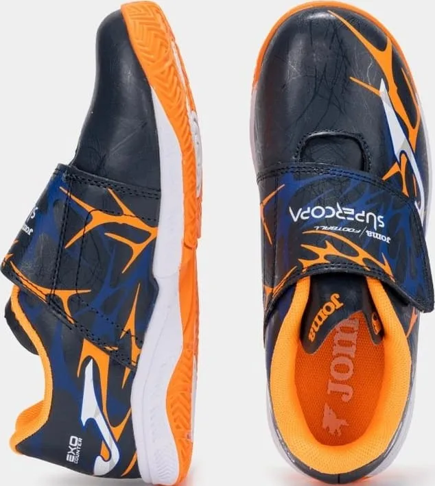 Футзалки Joma фібратек 35 темно-синій помаранчевий