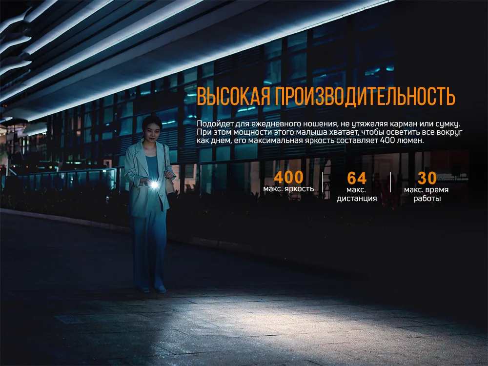 Ліхтар ручний Fenix алюмінієвий 68 мм бронзовий IP68 400 лм