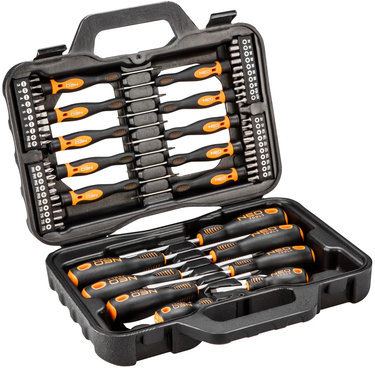 Набір викруток Neo Tools 58 шт з 40 бітами SL, PH, Torx, H, сталь S2 у кейсі.
