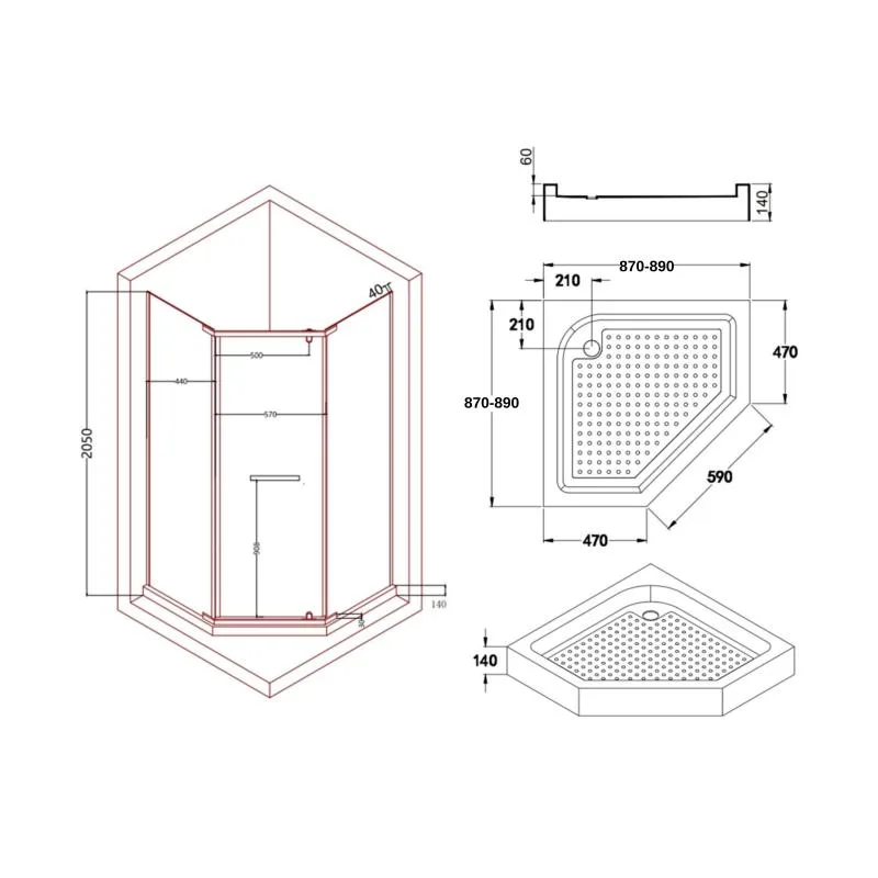 Душова кабіна SC90x90 6 мм прозоре скло акриловий піддон 90x90 см хром