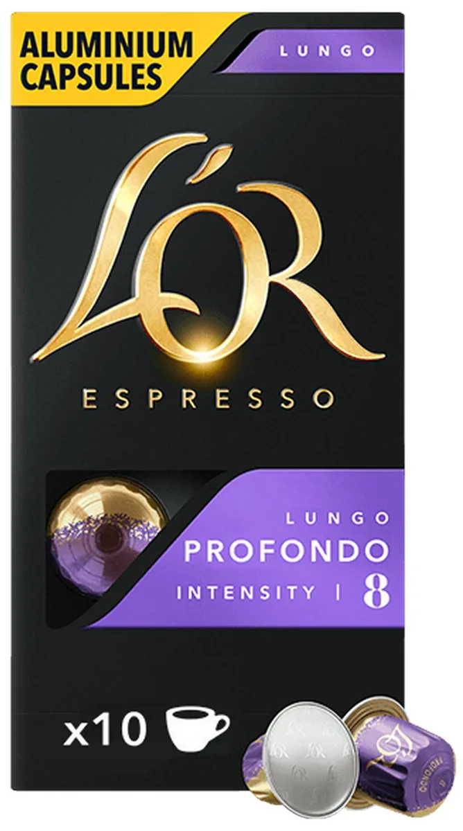 Кава L`OR капсули, Lungo Profondo, арабіка, 10 шт, для системи Nespresso.